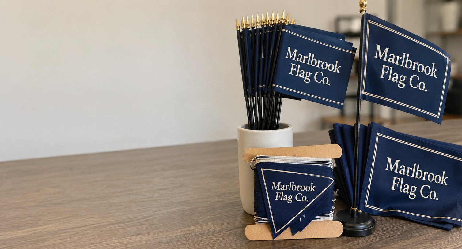 Custom printed mini flags with logo